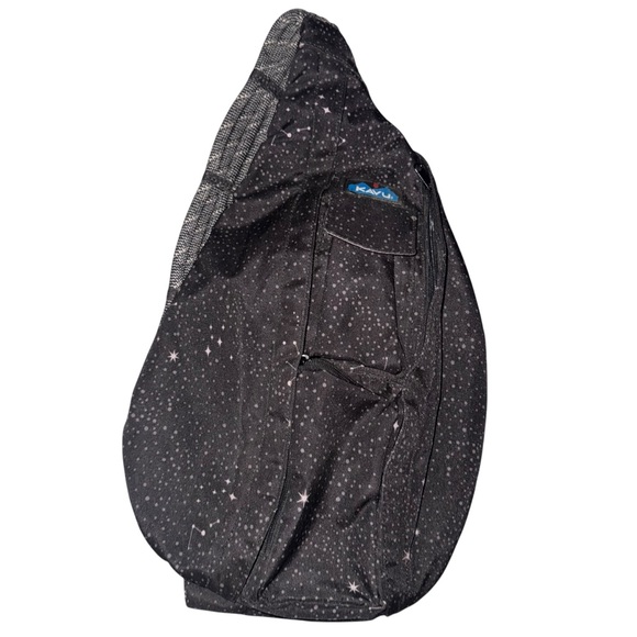 KAVU Rope Sling Crossbody Backpack Starry Galaxy Print Black Gray - Picture 2 of 6